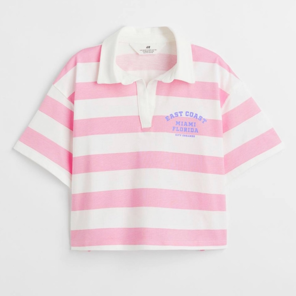 H&M Striped Rugby Polo Top - Picture 2 of 7